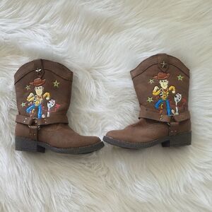 Kids Brown Cowboy Boots with Cartoon Design